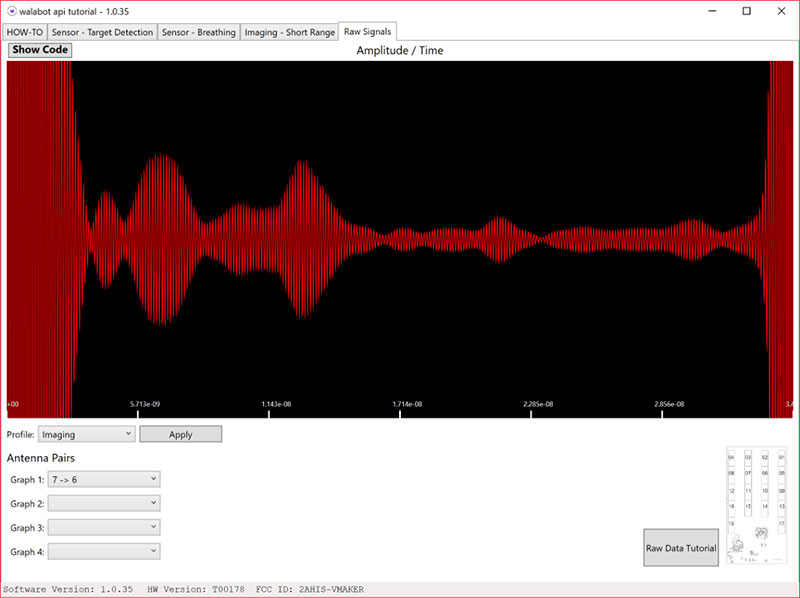 Raw signal with antenna pairs 7 -> 6 with paper