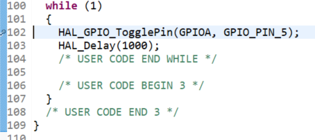 Adding a breakpoint to STM32CubeIDE