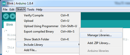 Start up the IDE and open the Library Manager