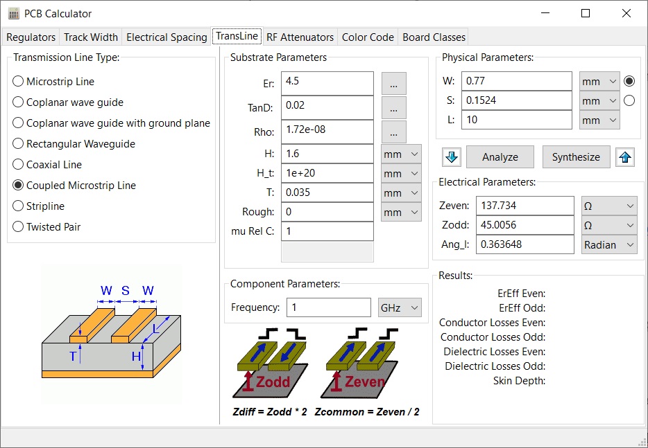 KiCad differential pair calculator