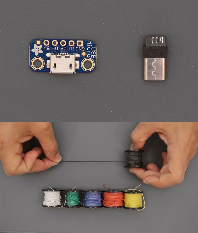 use a Micro USB breakout board/Micro USB connector