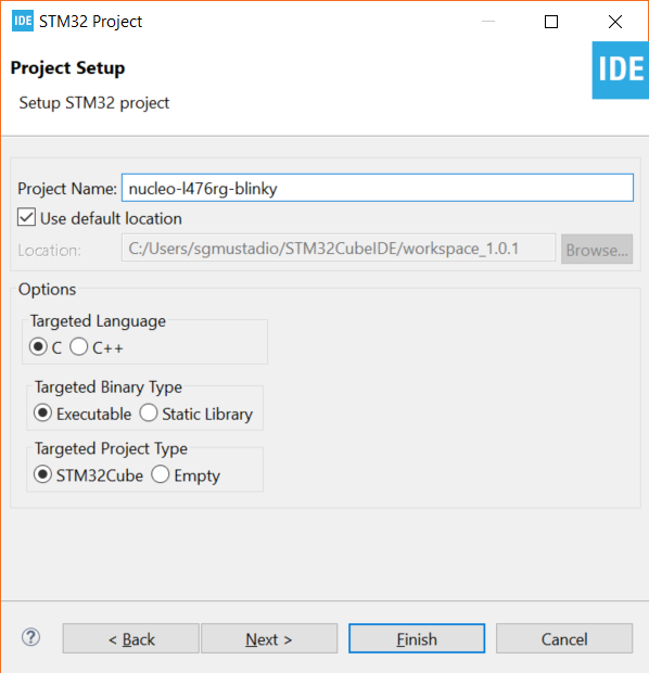 Set up project in STM32CubeIDE