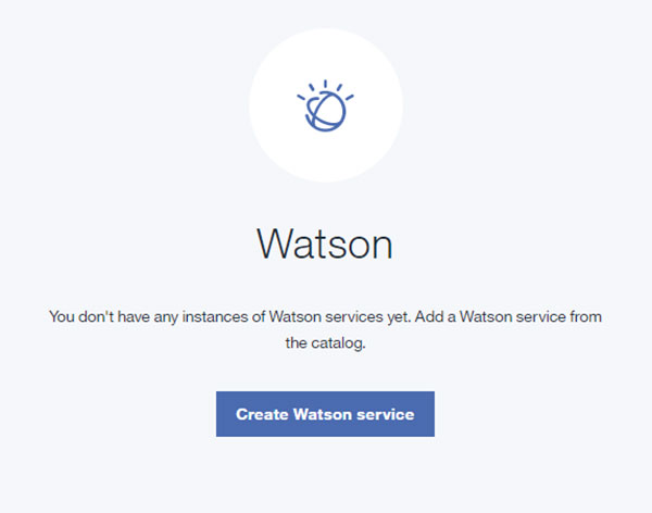 Click on the “Create Watson service” button