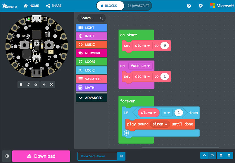 Intrusion Detector MakeCode