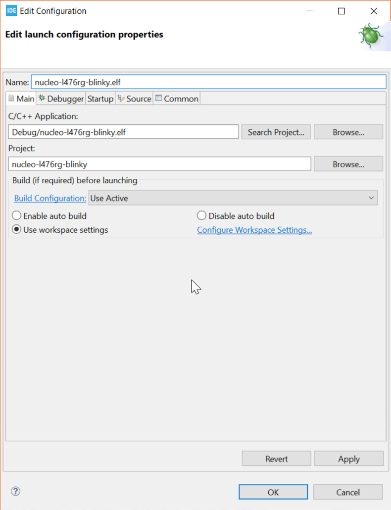 Creating a debug configuration for STM32