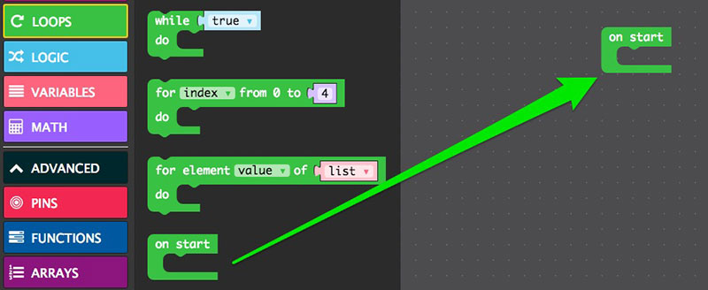 initialize code with on start loop