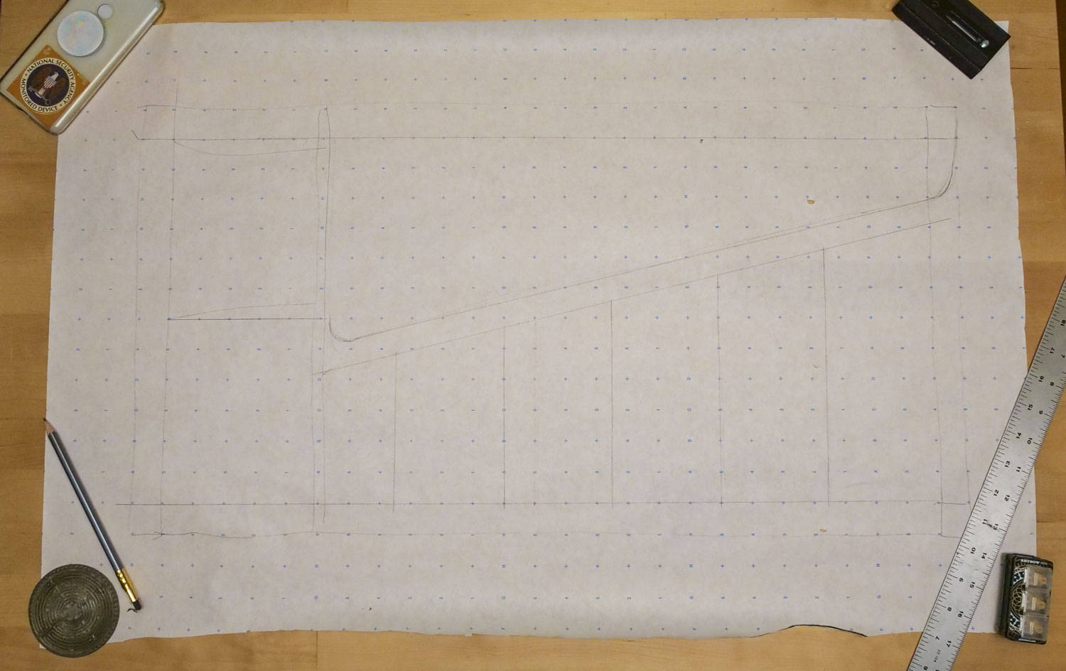 hand-drawn pattern for tool roll