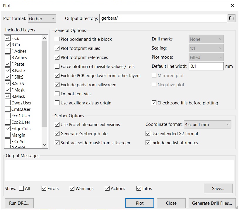 KiCad Gerber file specifications