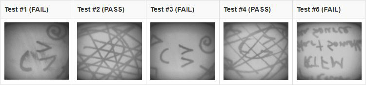 Below are images of tests after saving the patterns