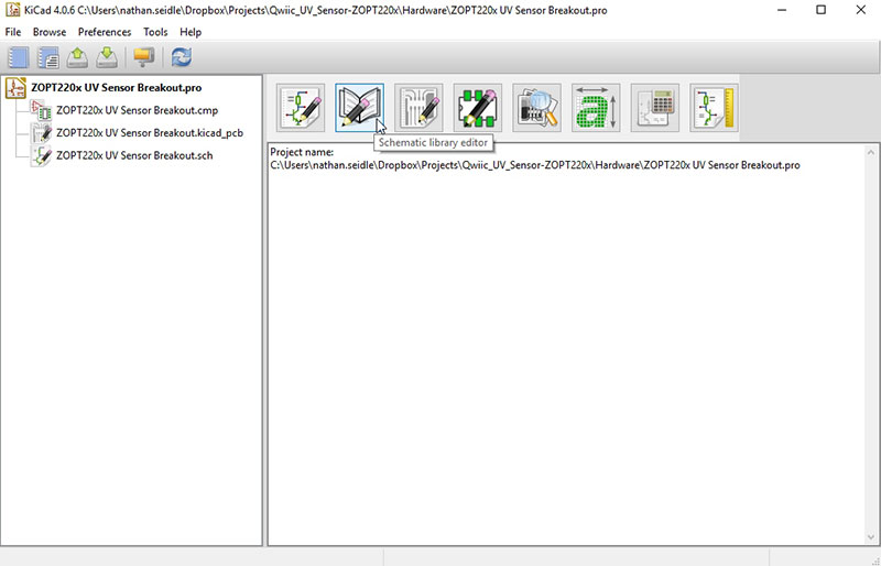 Start the Schematic library editor