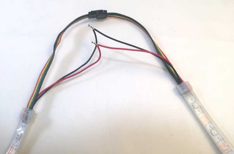 Plug LED strips into each other using connectors