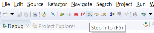 Step through debugging buttons in STM32CubeIDE