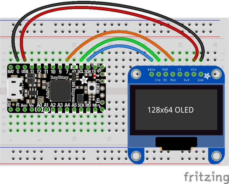 1.3 OLED to an ItsyBitsy M4 Express