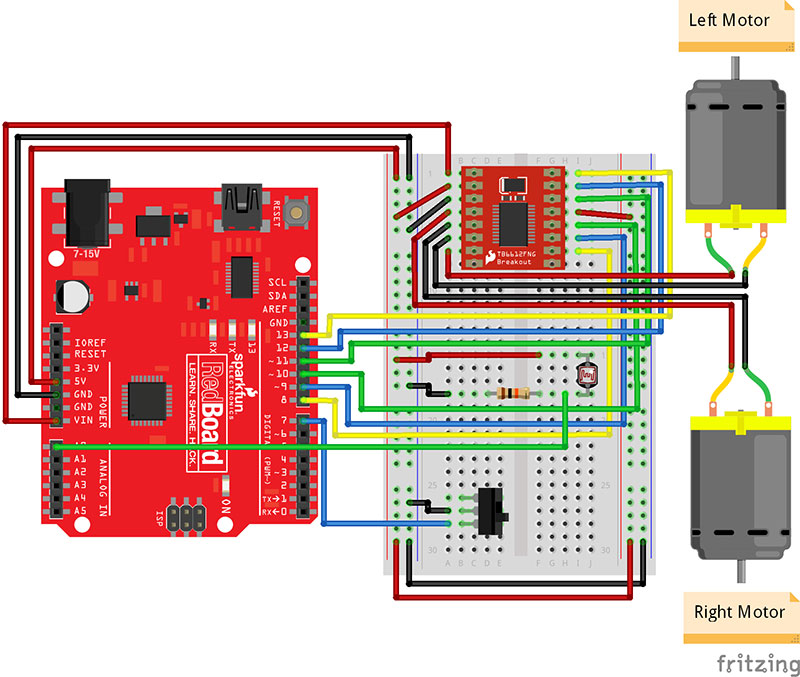 Using jumper wires, connect the components as shown