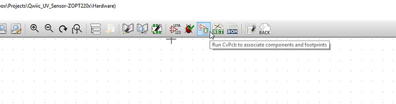 Navigate to schematic and click on ‘Run CvPcb’ button