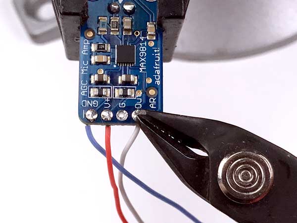 Solder Wires to the Electret Microphone Amplifier