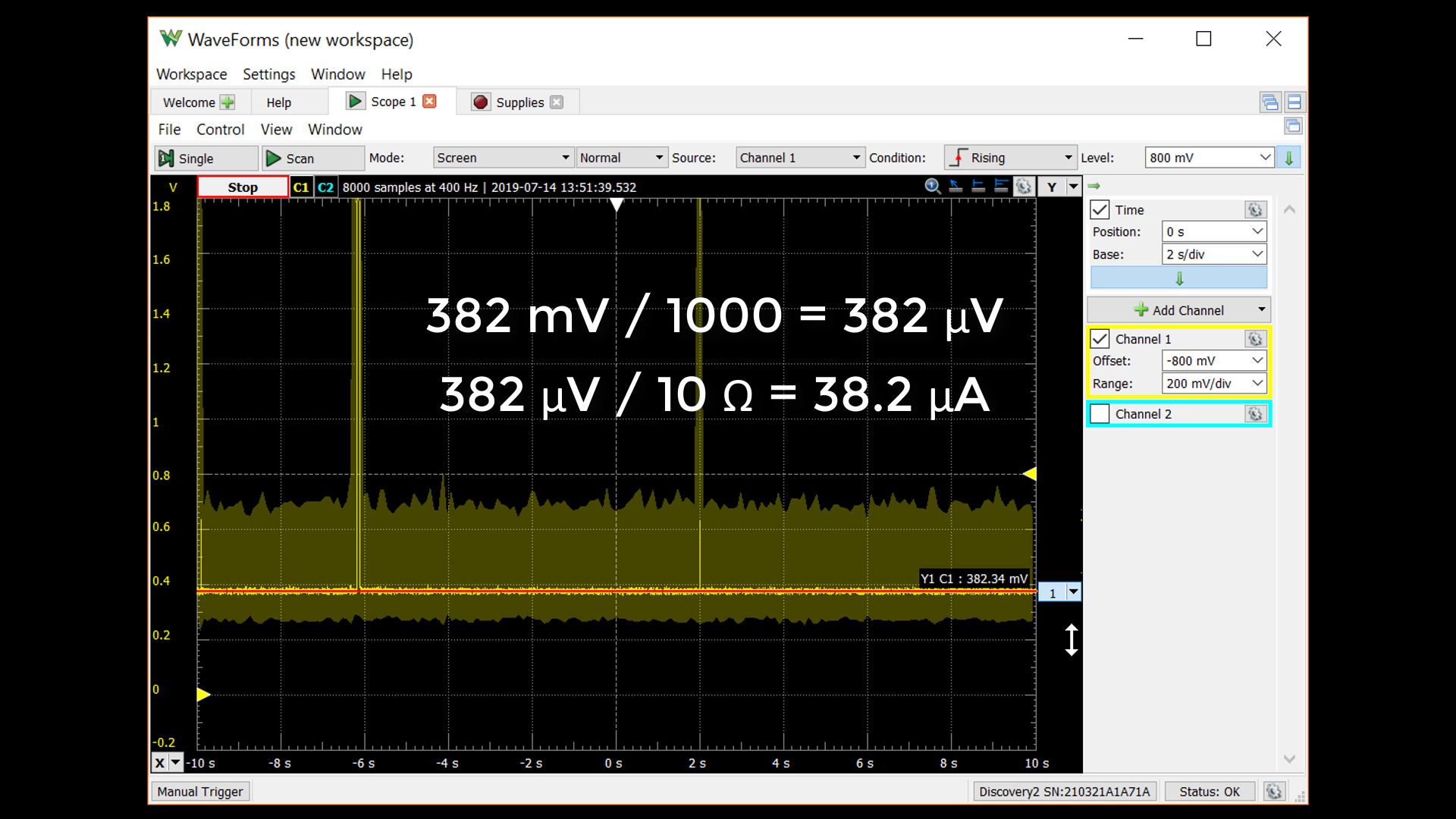 Measure current with oscilloscope