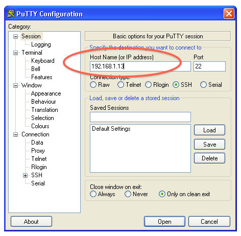 PuTTY Configuration