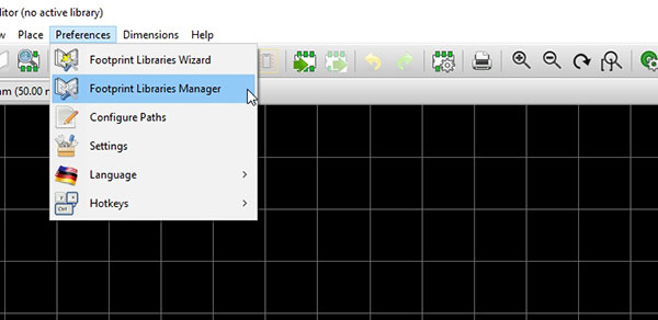 Click Preferences -> Footprint Libraries Manager