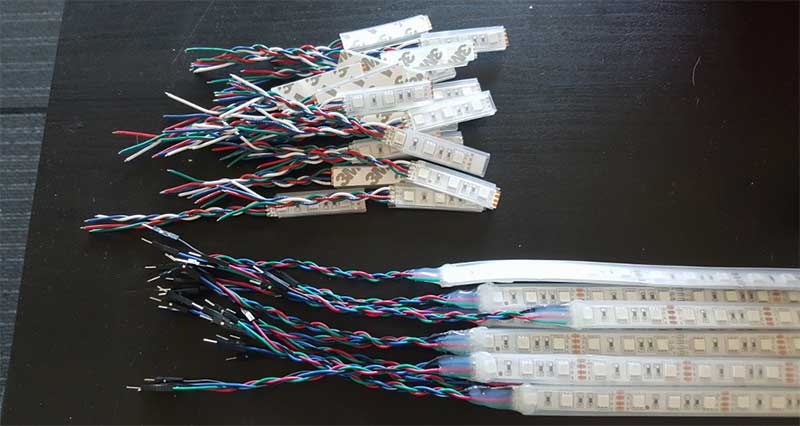 LED Stipes Soldered and Wires Braided