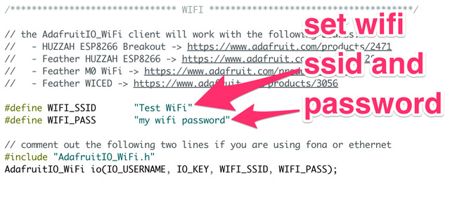 Set wifi ssid and password