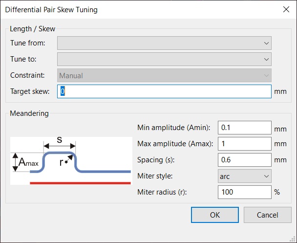 Adjust trace length matching parameters