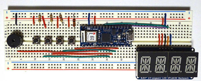 All components neatly fit on a medium-size breadboard