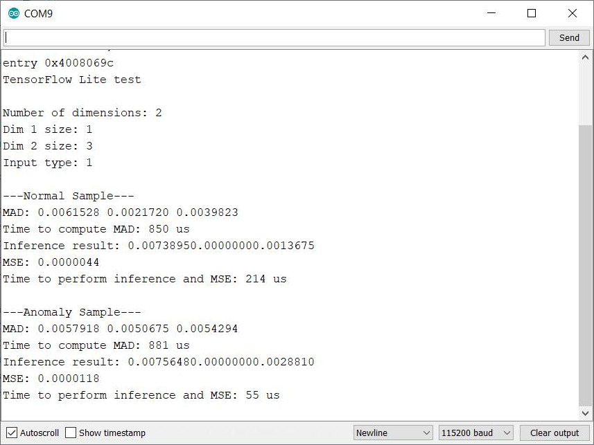 Output of Autoencoder in Arduino