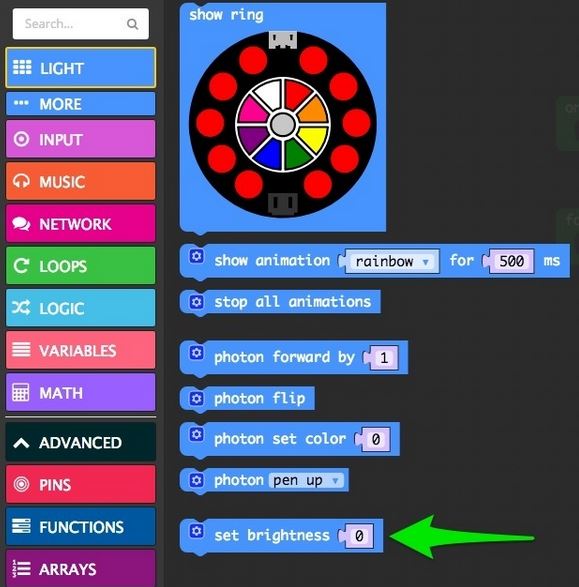 Light Category Setting Brightness Block