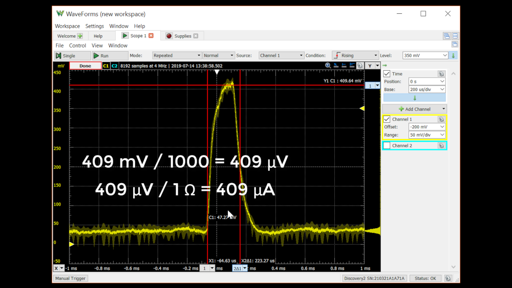 Measure current with oscilloscope