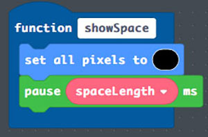 The showDash function turns the LEDs red