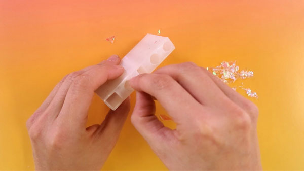 Stuff your crystal mold with glitter