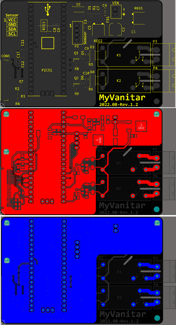 PCB layout of the mainboard