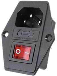 10A IEC plug with integrated fuse holder and switch