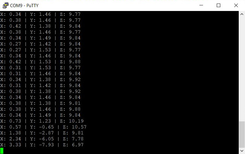 Reading accelerometer values with I2C using C