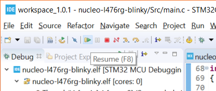 Running a program in STM32CubeIDE