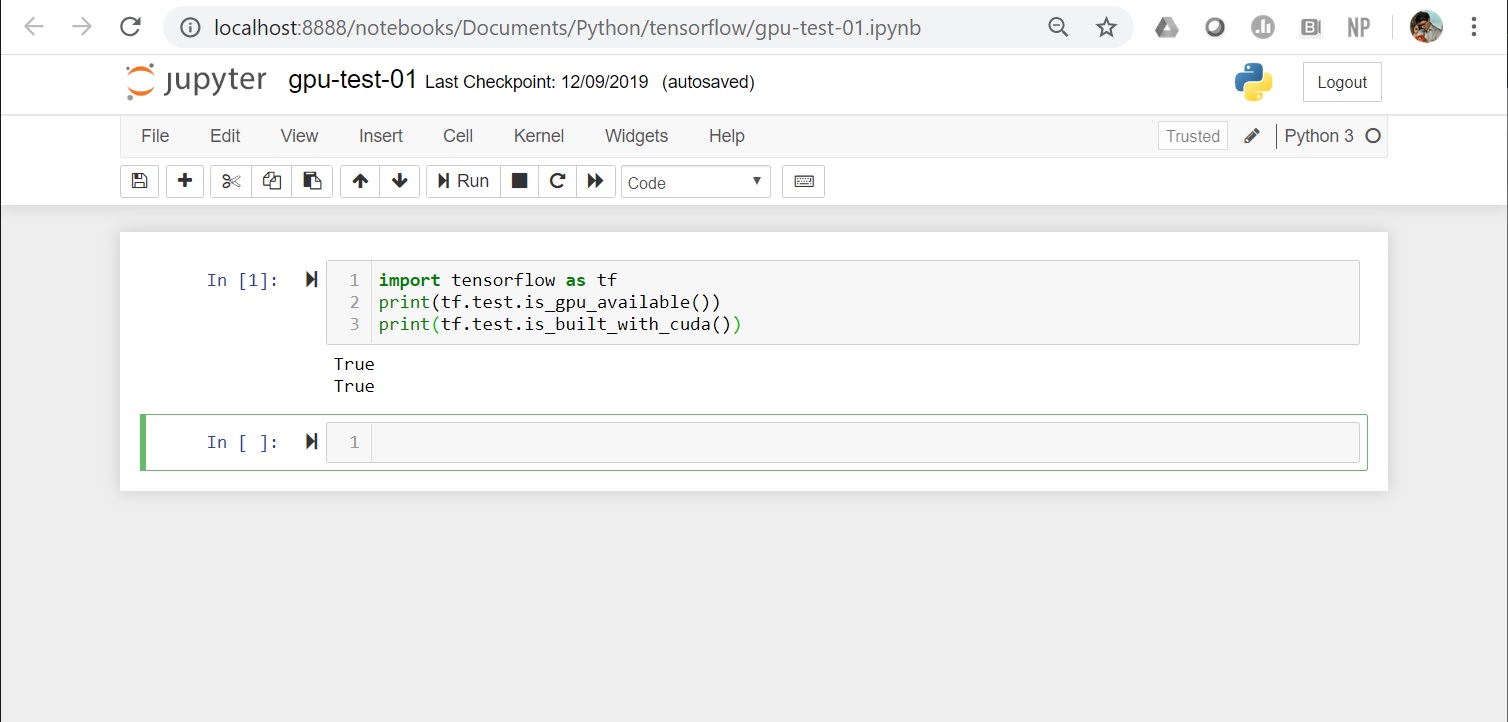 Testing GPU support with TensorFlow