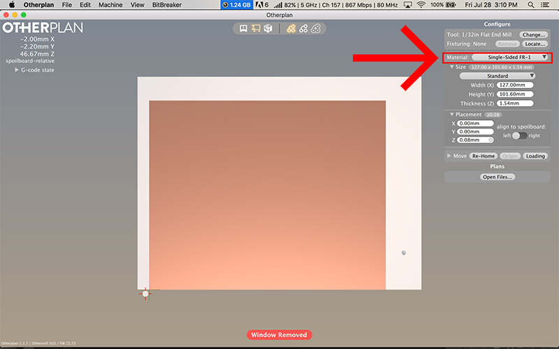 Select “Single-Sided FR-1” as your material type