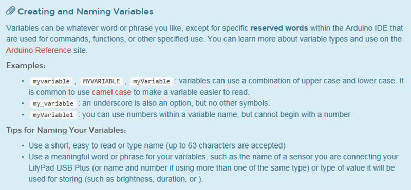 creating and naming variables