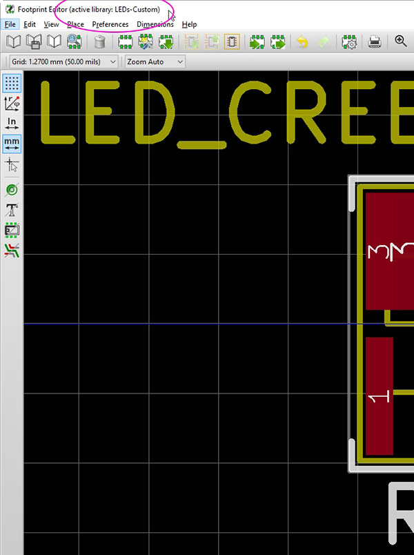 Type LED and select the LEDs-Custom library