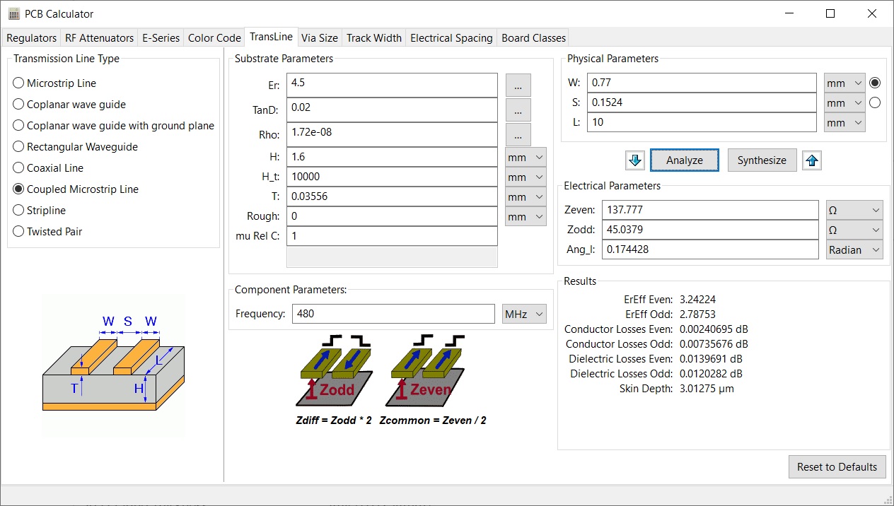 KiCad impedance calculator