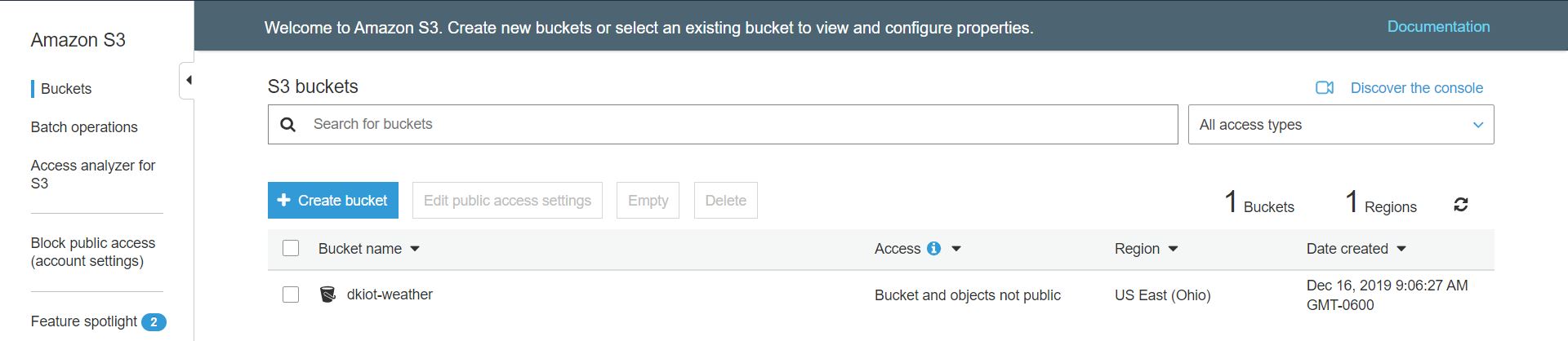 Create bucket