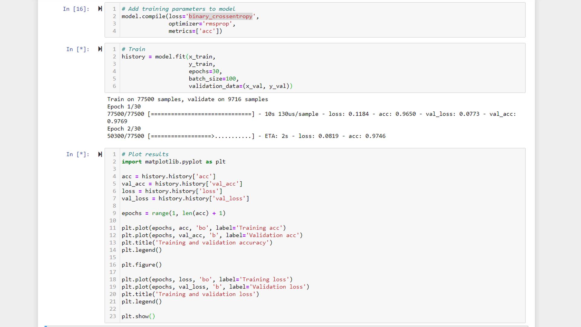 Keras train model