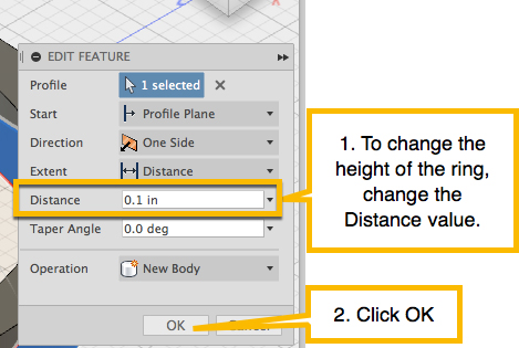 Enter the Distance value you want and click OK