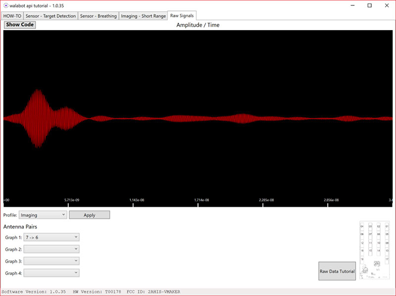 Raw signal with antenna pairs 7 -> 6 in open air