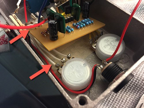 solder the A100K potentiometer to the board