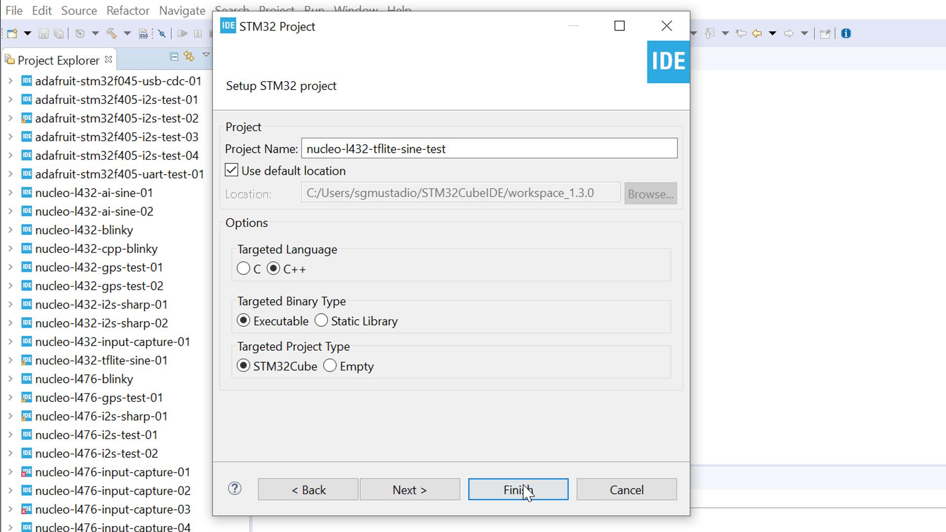 Start STM32CubeIDE project