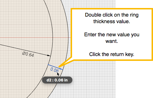 Double-click on the value for the ring thickness