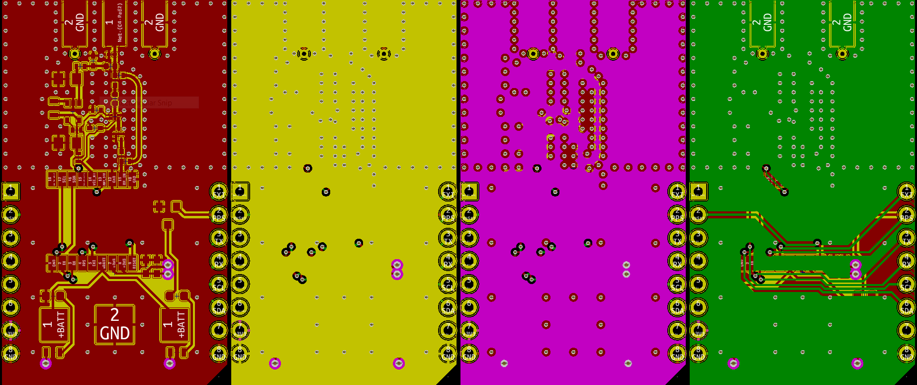 Layers 1, 2, 3, and 4 of the PCB