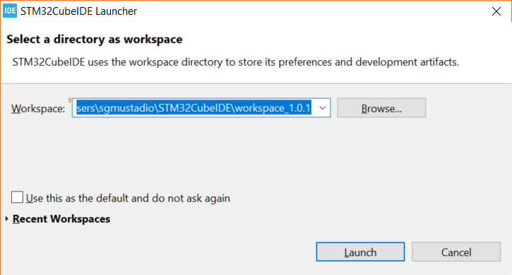 Select Eclipse workspace